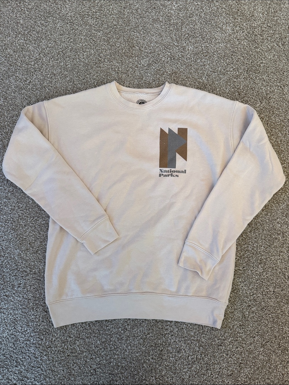 Parks Project Cream Crewneck Sweatshirt with Brown Logo